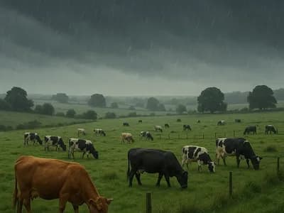 Vaches sous temps pluvieux